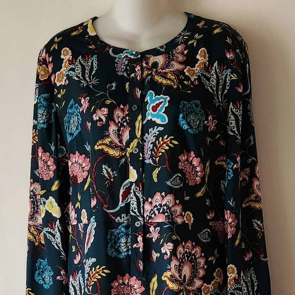 Ann Taylor LOFT dress sz 12P paisley teal green EUC